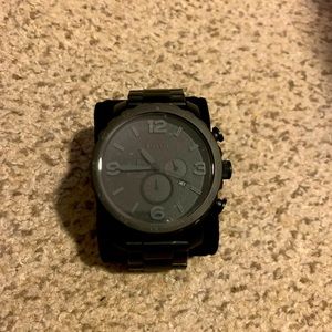 Matte black fossil mens watch